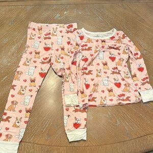 Caden Lane Pink Puppy & Heart Pajama Set